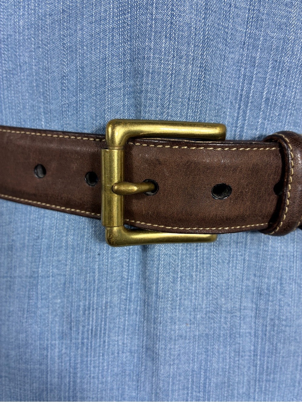 Jos. A. Bank Mens Brown Leather Belt Sz 36 with Solid Brass Buckle